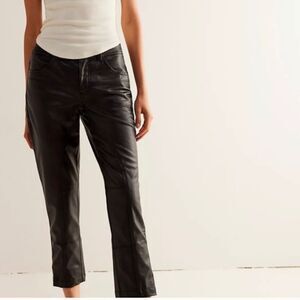 Free People Black High-Rise Faux Leather Pants